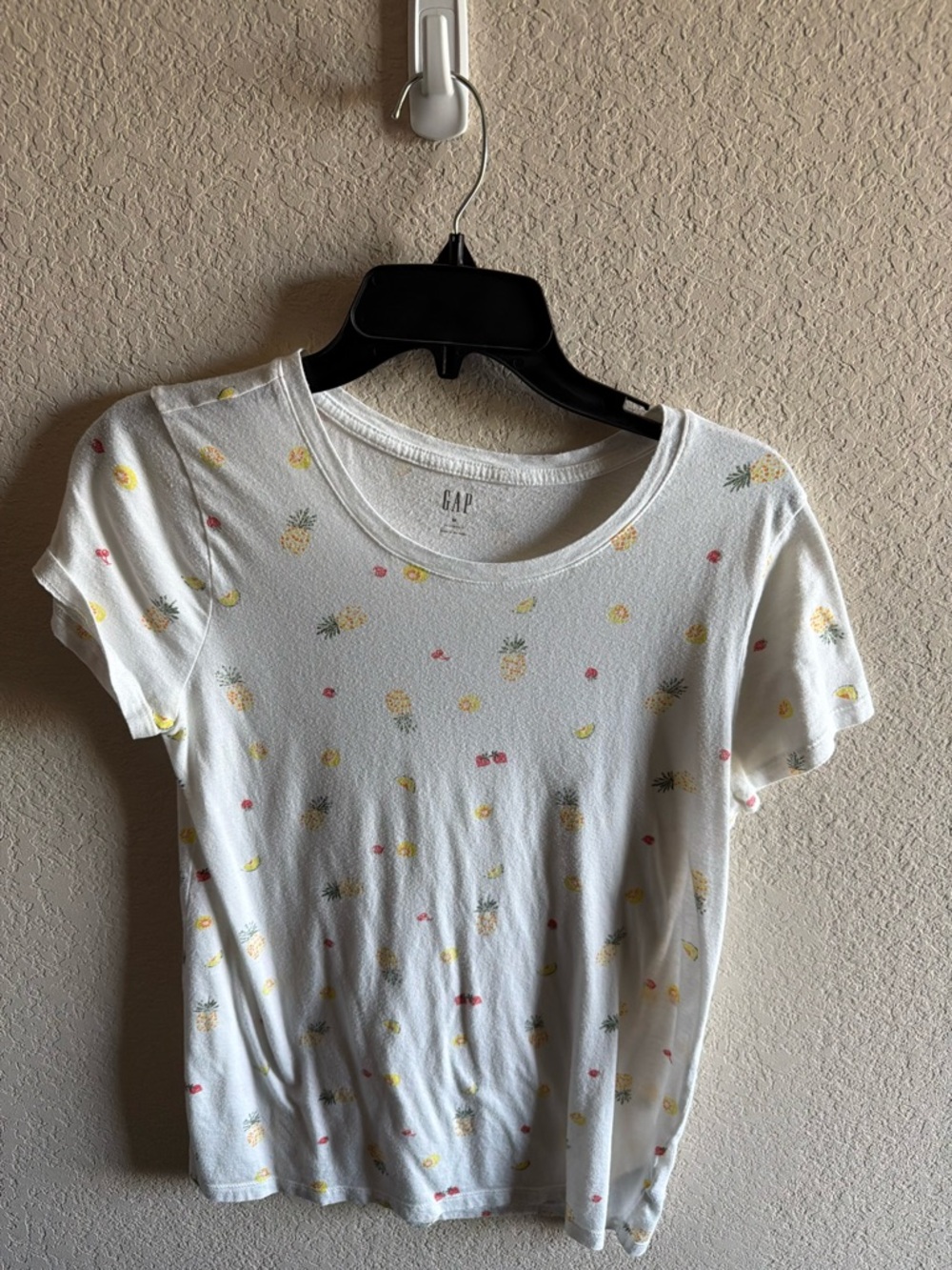 GAP White Tee with Yellow Pineapple & Pink Fruit Dots